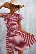 Ruffled Striped Cap Sleeve Mini Dress