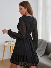 Women's solid elegant polka dot jacquard dress