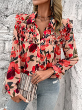Women's New Resort Casual Floral Print Long Sleeve Shirt