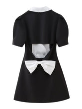 Women's French Fashion Design Suit-style Bow Decorated Mini Dress