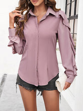 New casual solid color ruffle sleeve shirt