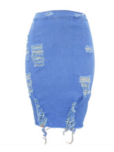 Women's spring and summer European and American ripped denim skirt