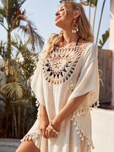 Off-shoulder hollow loose tassel bikini with ins wind and beach blouse