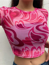 Women's Short Sleeve Sheer And Stretchy Mesh Construction All Over A Cropped Top