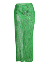 Women's hollow tie knitted floor mopping skirt