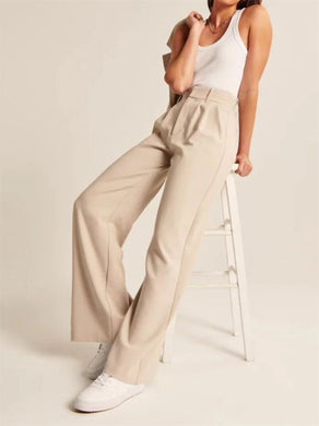 Women's Solid Color High Waist Wide Leg Trousers