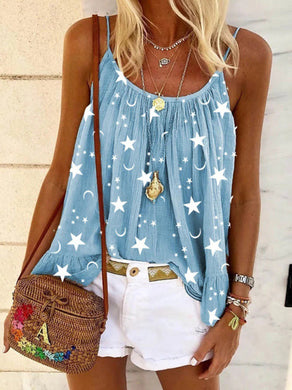 Casual V-neck star print vest camisole top