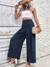 women's summer high waist wide leg casual pants with belt