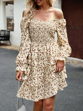 New women's temperament elegant square neck skirt floral dress