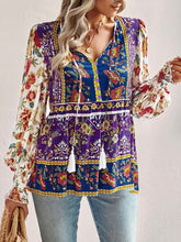 Bohemian casual style cotton printed long-sleeved shirt for women