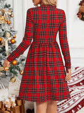 Checkered printed turtleneck long-sleeved dress