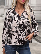 Women's V-neck lace-up printed shirt