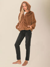 Women's loose hooded zipper plush jacketRP0023533