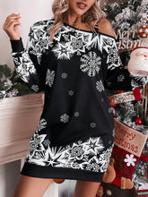 Women's printed off-shoulder autumn and winter dress