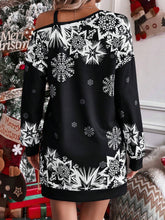 Women's printed off-shoulder autumn and winter dress