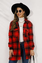 Shiny Plaid Collared Longline Coat