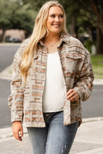 Plus Size Geometric Collared Neck Long Sleeve Jacket