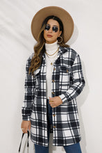 Shiny Plaid Collared Longline Coat