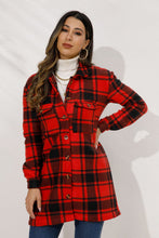 Shiny Plaid Collared Longline Coat