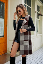 Plaid Open Front Sleeveless Cardigan with Pockets