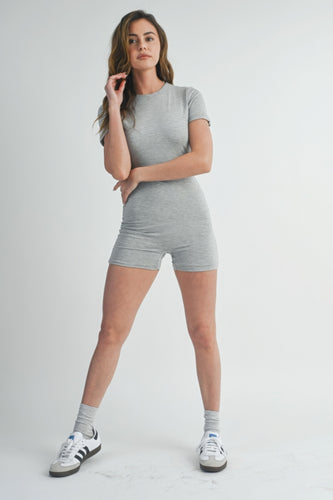 Heather Grey Solid Color Bodycon Jumpsuit for Women