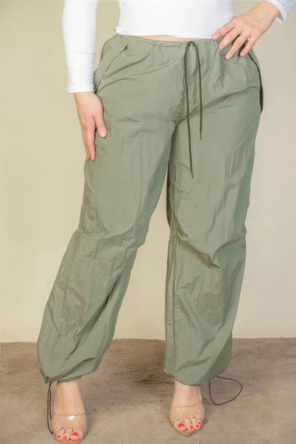 Plus Size Parachute Pants with Adjustable Drawstring Waist