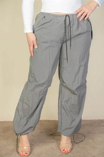 Plus Size Parachute Pants with Adjustable Drawstring Waist