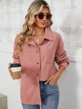 Button Up Dropped Shoulder Long Sleeve Outerwear