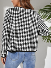 Houndstooth Open Front Long Sleeve Jacket