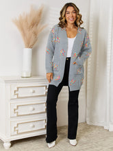 Angel Wings Star Pattern Open Front Cardigan with Pockets