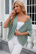 Eyelet Open Front Half Sleeve Cardigan