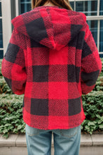 Double Take Full Size Plaid Long Sleeve Hooded Coat