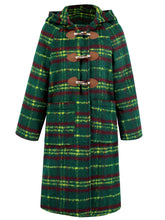 Plaid Long Sleeve Hooded Coat with Pockets