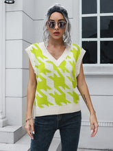 Women's thousand bird check V-neck vest sweater