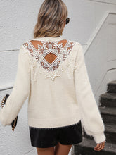 Floral Pattern Women's Knitted Sweater Round Neck Long Sleeve Pullover Sweater