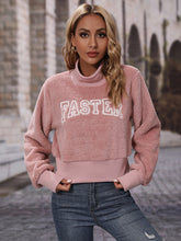 Women's round neck pullover long sleeve letter embroidered ice cream pink sweatshirt