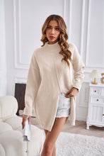 Women's half turtleneck slit pullover sweater