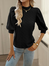 Women's elegant commuter solid color short-sleeved puff sleeve top