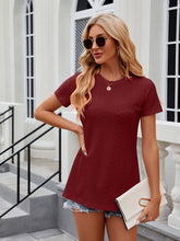 Women's round neck slit short sleeve loose T-shirt top