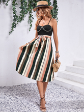 Women's striped patchwork suspender dress