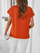 Women's casual solid color V-neck short-sleeved shirt