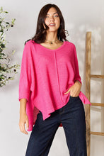 Zenana Full Size Round Neck High-Low Slit Knit Top