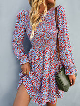 Women's round neck long sleeve versatile Floral Dress