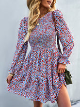 Women's round neck long sleeve versatile Floral Dress