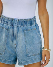 Ladies Elastic Waist Casual Loose Denim Shorts