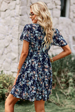 Floral Notched Flutter Sleeve Mini Dress