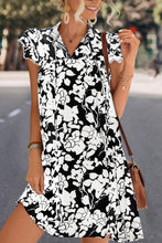 Floral Tie Neck Butterfly Sleeve Dress