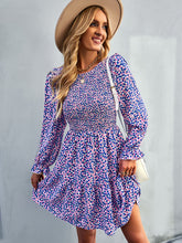 Women's round neck long sleeve versatile Floral Dress