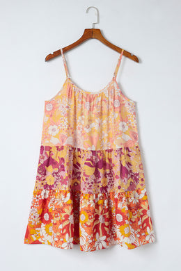 Floral Spaghetti Strap Tiered Dress