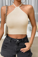 Halter Neck Ribbed Cropped Knit Top